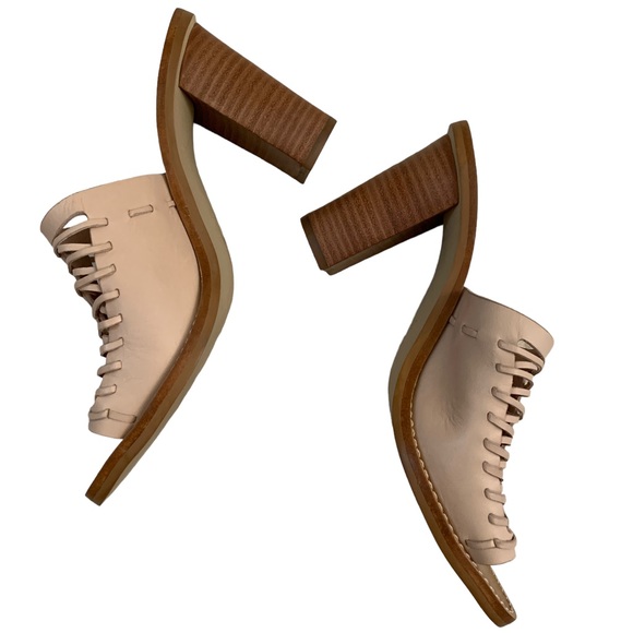 J. Crew Marlow Huarache Mule Heel Sandals Leather Light Blush Pink NEW - Picture 4 of 9